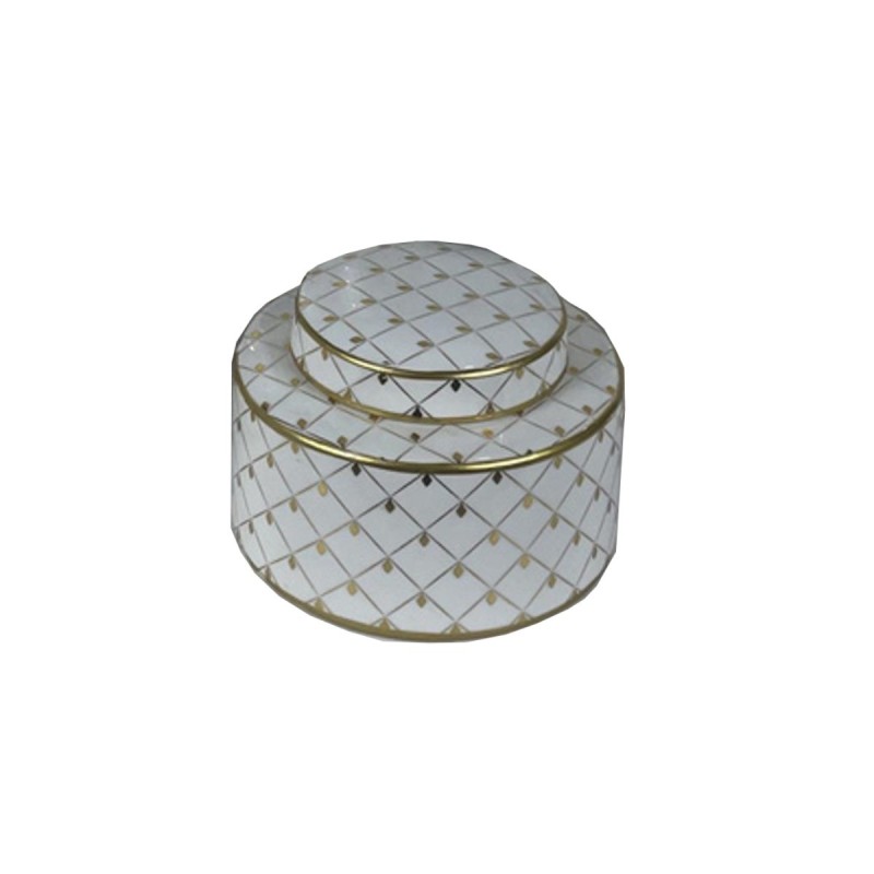 Potiche DKD Home Decor Porcelaine Doré Blanc Oriental (17 x 17 x 16 cm) - Acheter à 28,38 € seulement chez Collector's Boutique