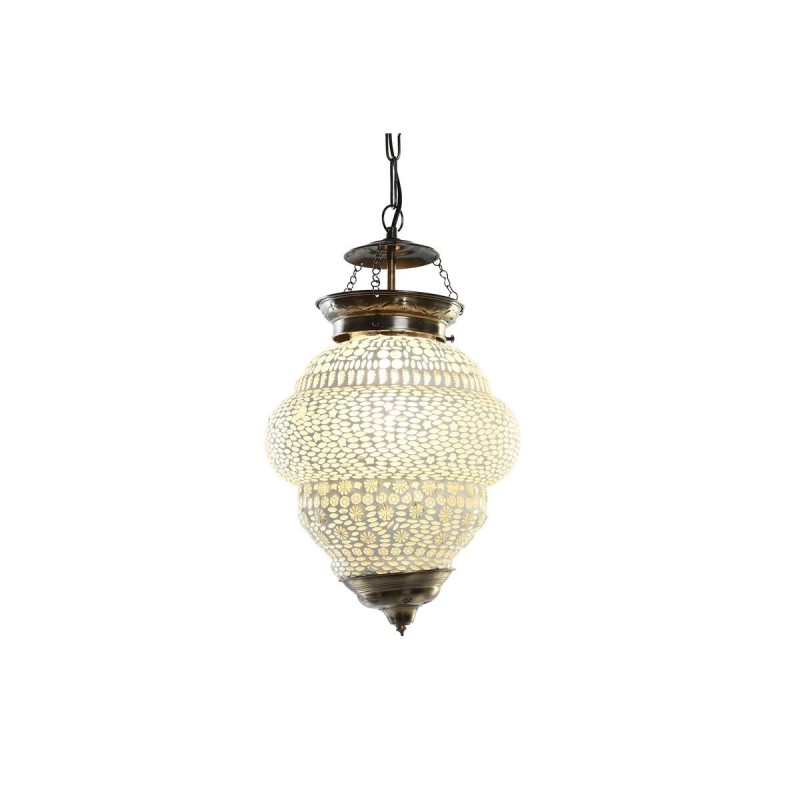 Suspension DKD Home Decor Verre Métal Blanc 25 W (23 x 23 x 33 cm) - Acheter à 51,95 € seulement chez Collector's Boutique