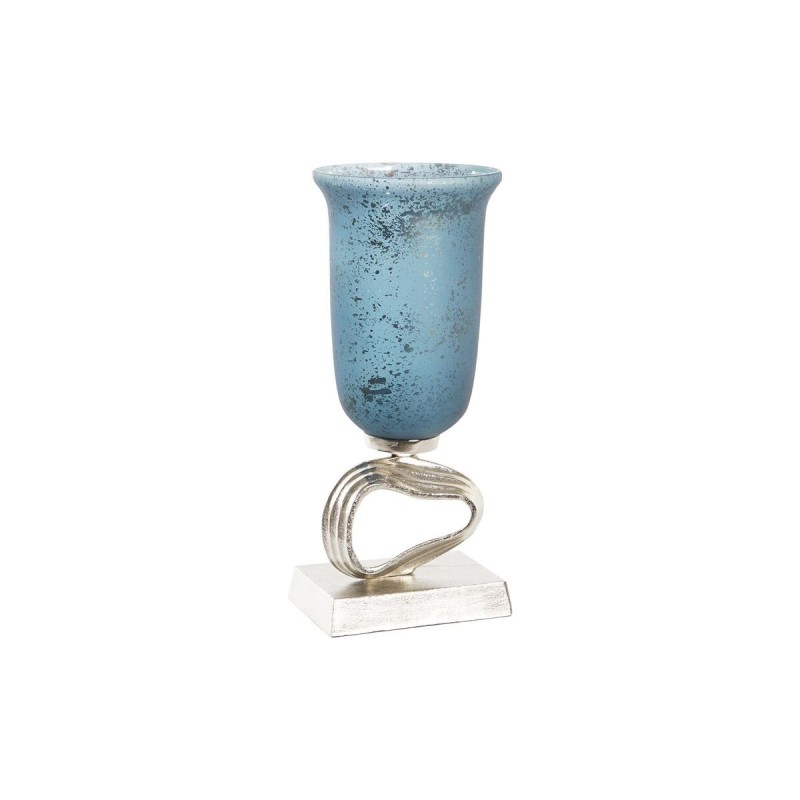 Vase DKD Home Decor Verre Argenté Bleu Aluminium (15 x 15 x 35 cm) - Acheter à 51,95 € seulement chez Collector's Boutique