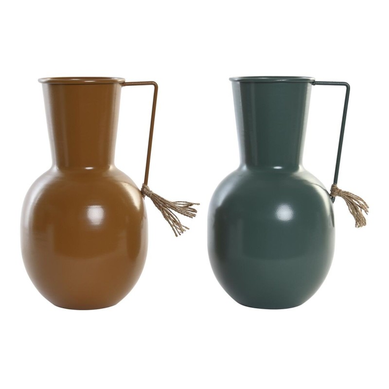 Vase DKD Home Decor Métal Orange Vert Moutarde (14.5 x 13 x 24 cm) (2 Unités) - Acheter à 31,38 € seulement chez Collector's Bou