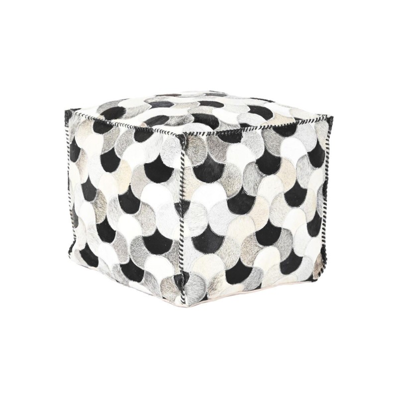 Pouf DKD Home Decor Noir Blanc Polyester Cuir (45 x 45 x 40 cm) - Acheter à 117,50 € seulement chez Collector's Boutique