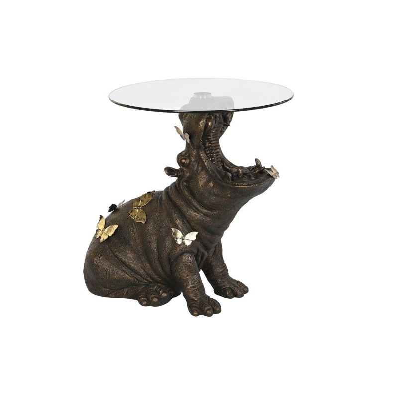 Table d'appoint DKD Home Decor Verre Noir Doré Résine (60 x 49 x 58 cm) - Acheter à 147,76 € seulement chez Collector's Boutique