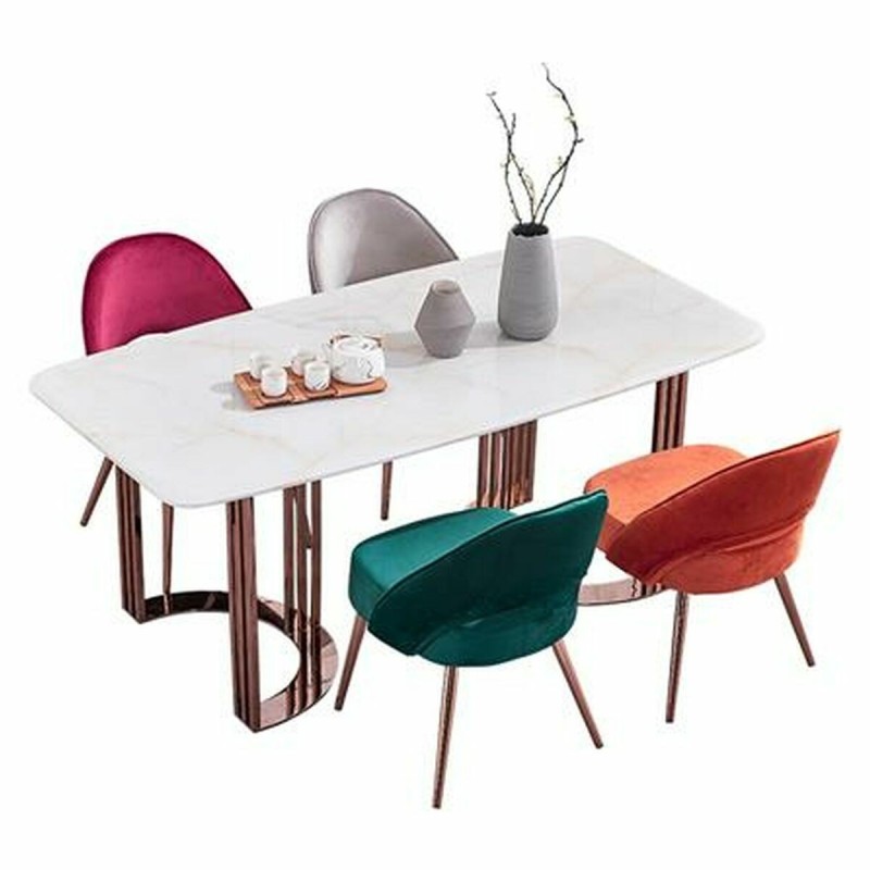 Table de Salle à Manger DKD Home Decor Acier Cuivre Marbre (180 x 90 x 75 cm) - Acheter à 556,78 € seulement chez Collector's Bo