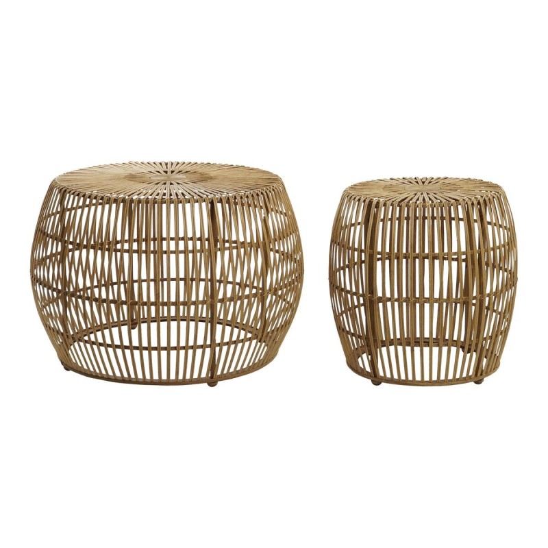 Jeu de 2 tables DKD Home Decor Marron Clair Bambou (70 x 70 x 50 cm) - Acheter à 196,96 € seulement chez Collector's Boutique