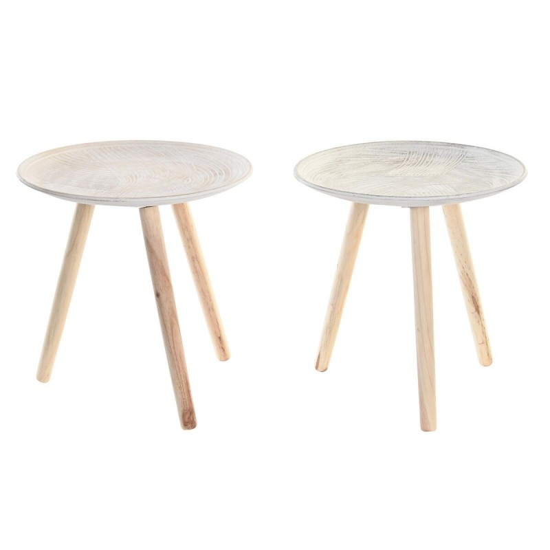 Table d'appoint DKD Home Decor Beige Marron Blanc Pin Bois MDF (40 x 40 x 41 cm) (2 Unités) - Acheter à 33,35 € seulement chez C