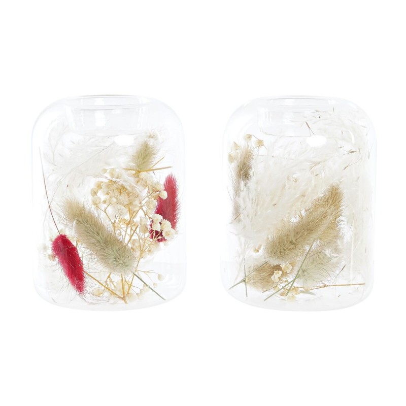 Bougeoir DKD Home Decor Fleur séchée Verre (8 x 8 x 11 cm) (2 Unités) - Acheter à 18,16 € seulement chez Collector's Boutique