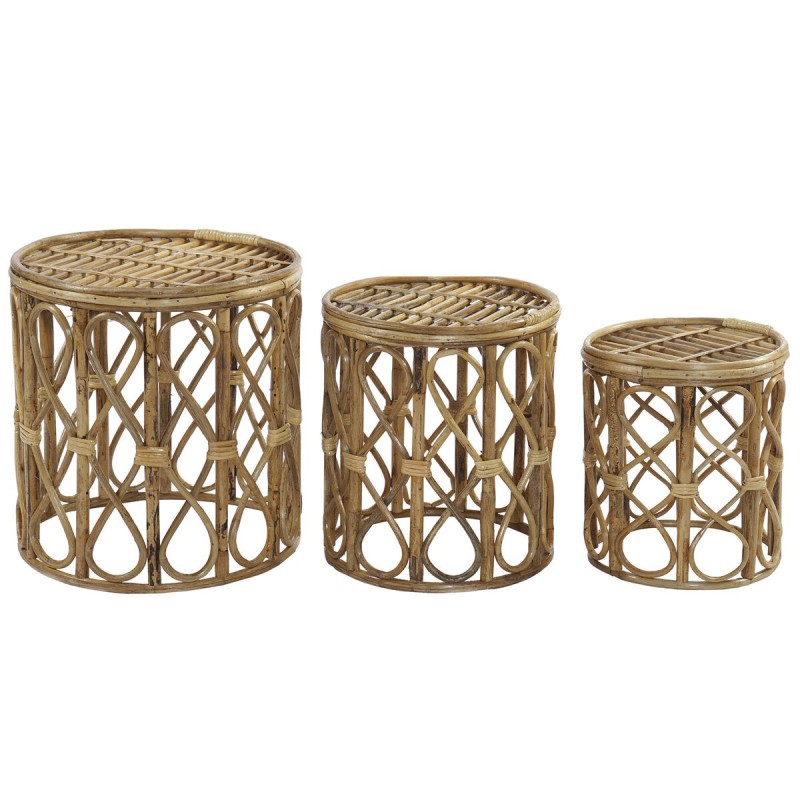 Jeu de 3 tables DKD Home Decor Naturel osier (39 x 39 x 41 cm) - Acheter à 92,50 € seulement chez Collector's Boutique