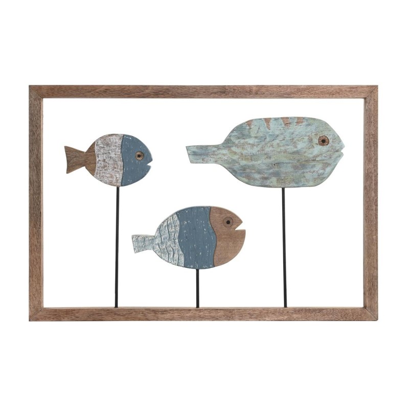 Décoration murale DKD Home Decor Multicouleur Fer Bois de manguier Poissons (72 x 3 x 49 cm) - Acheter à 49,32 € seulement chez 