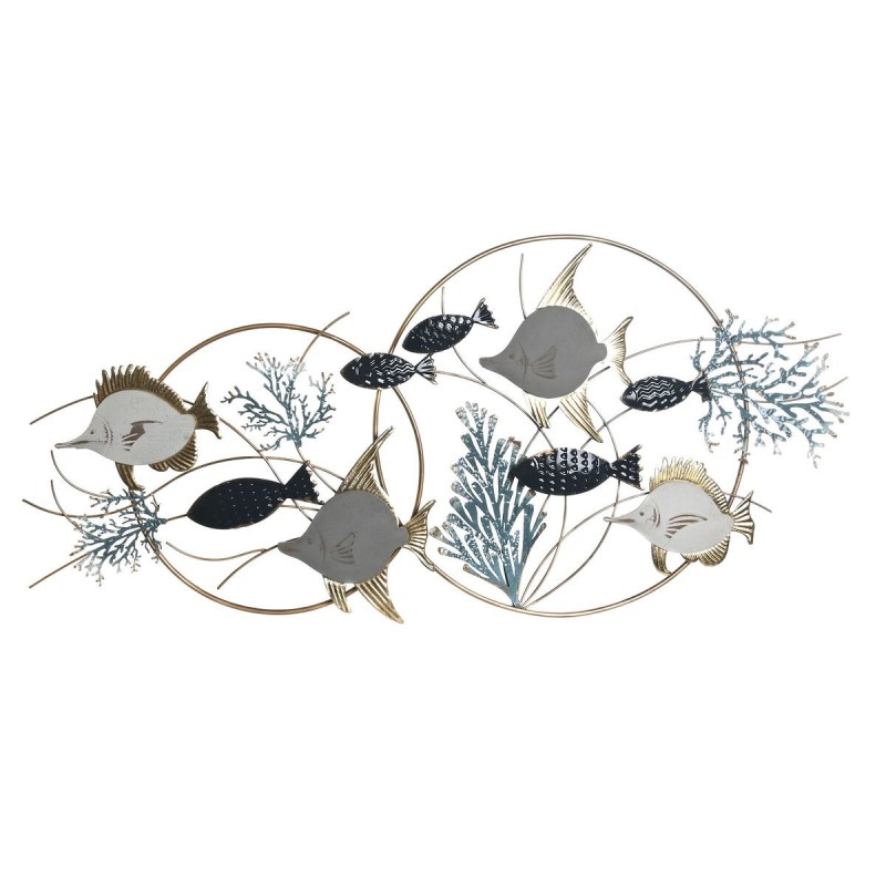 Décoration murale DKD Home Decor Bleu Doré Métal Blanc Poissons (134 x 5 x 61 cm) - Acheter à 85,02 € seulement chez Collector's