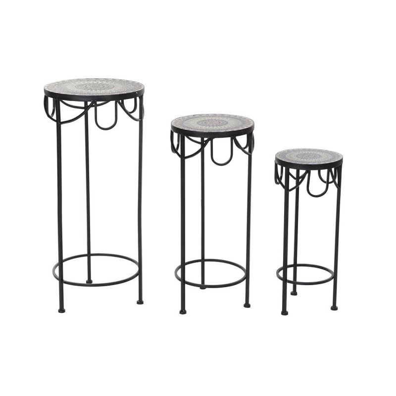 Jeu de 3 tables DKD Home Decor Céramique Noir Multicouleur Forge (3 Pièces) (30 x 30 x 69 cm) - Acheter à 65,05 € seulement chez