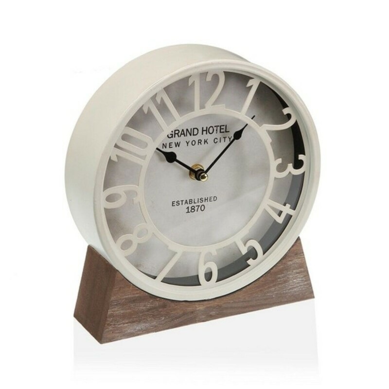 Horloge de table Versa Blanc Bois MDF (20 x 20 x 6 cm) (Ø 20 cm) - Acheter à 21,52 € seulement chez Collector's Boutique