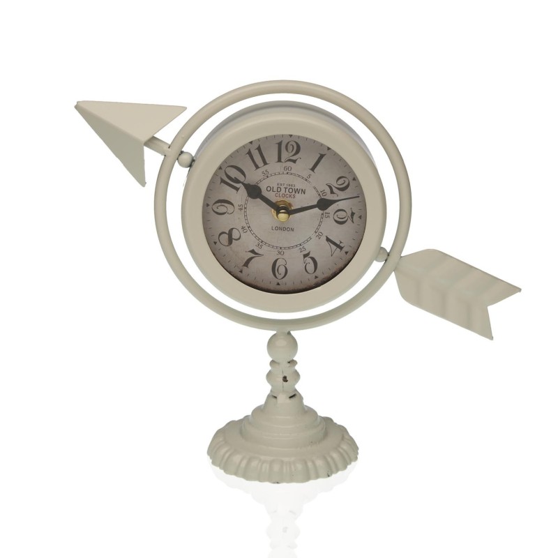 Horloge de table Versa Blanc Flèche pleine Métal (23 x 16 x 8 cm) - Acheter à 14,08 € seulement chez Collector's Boutique