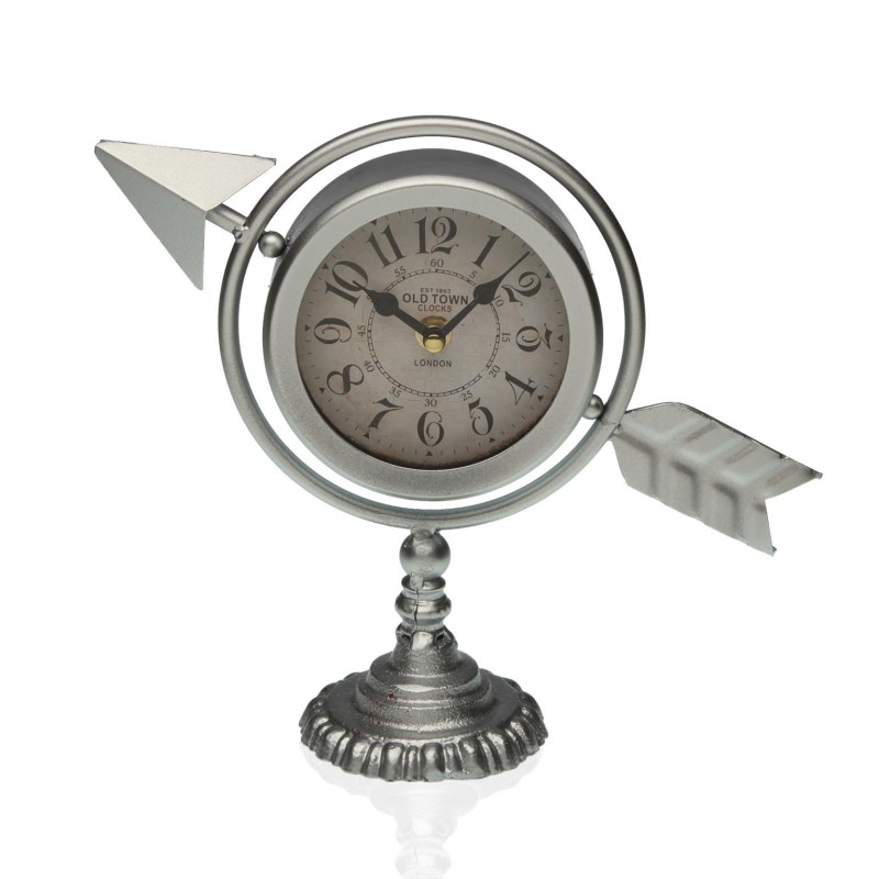 Horloge de table Versa Argenté Flèche pleine Métal (23 x 16 x 8 cm) - Acheter à 14,08 € seulement chez Collector's Boutique