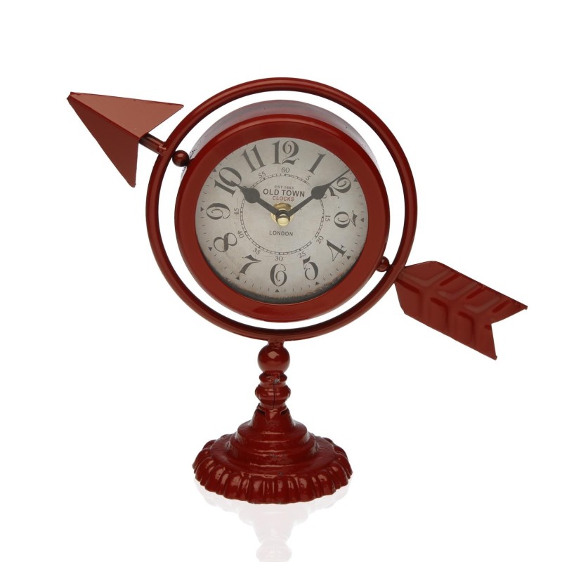 Horloge de table Versa Bordeaux Flèche pleine Métal (23 x 16 x 8 cm) - Acheter à 14,08 € seulement chez Collector's Boutique