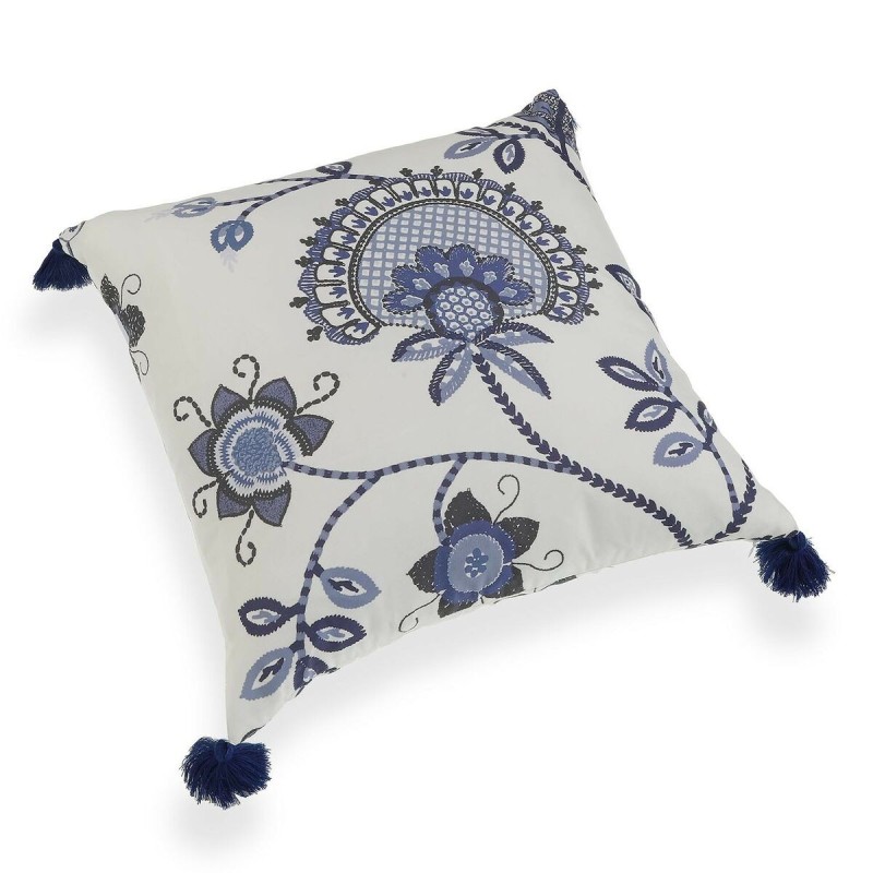 Coussin Versa Bleu Pompons Polyester (45 x 45 cm) - Acheter à 12,06 € seulement chez Collector's Boutique