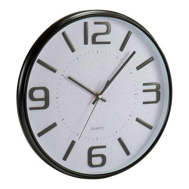 Horloge Murale Blanc Noir et blanc Verre Plastique (33 x 4 x 33 cm) - Acheter à 8,29 € seulement chez Collector's Boutique