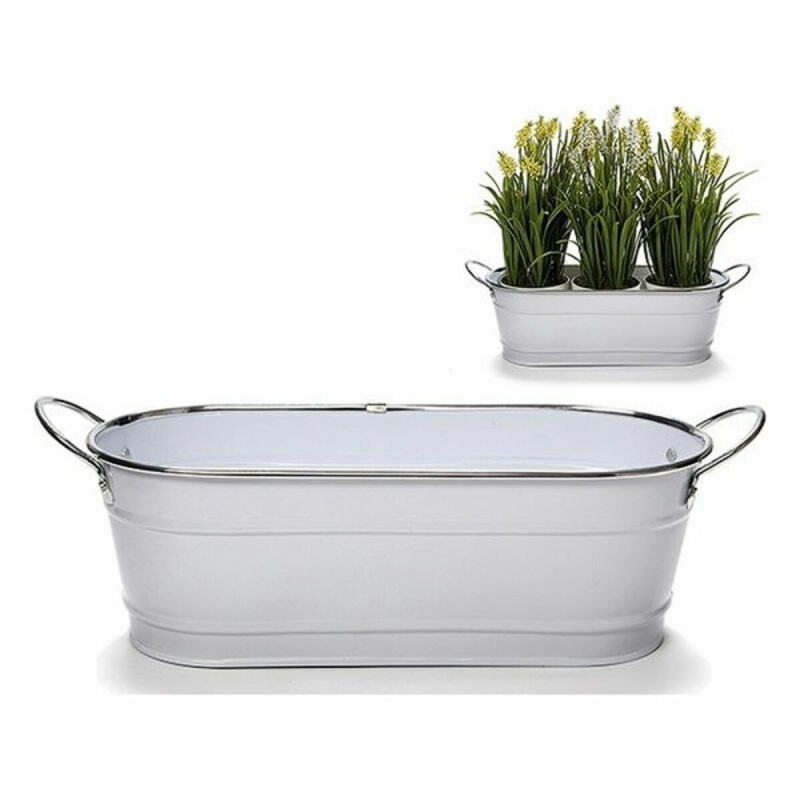 Jardinière Blanc Argent Métal Argenté (32,5 x 10,5 x 11 cm) (32,5 x 10,5 x 11 cm) - Acheter à 2,39 € seulement chez Collector's 