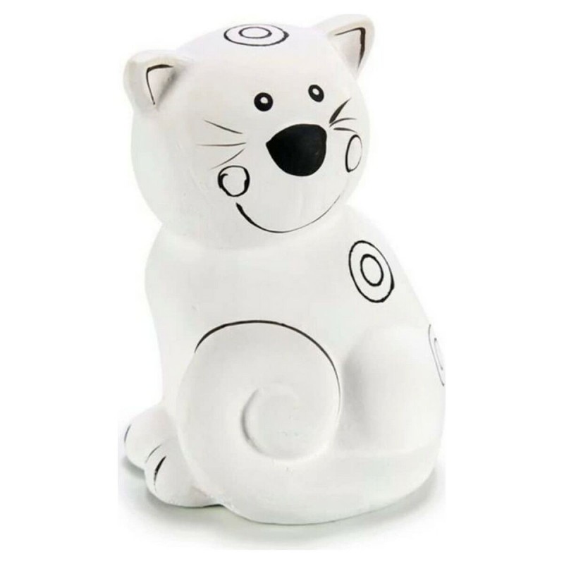 Tirelire Chat (8,5 x 12 x 8,5 cm) Blanc PVC Céramique - Acheter à 4,55 € seulement chez Collector's Boutique