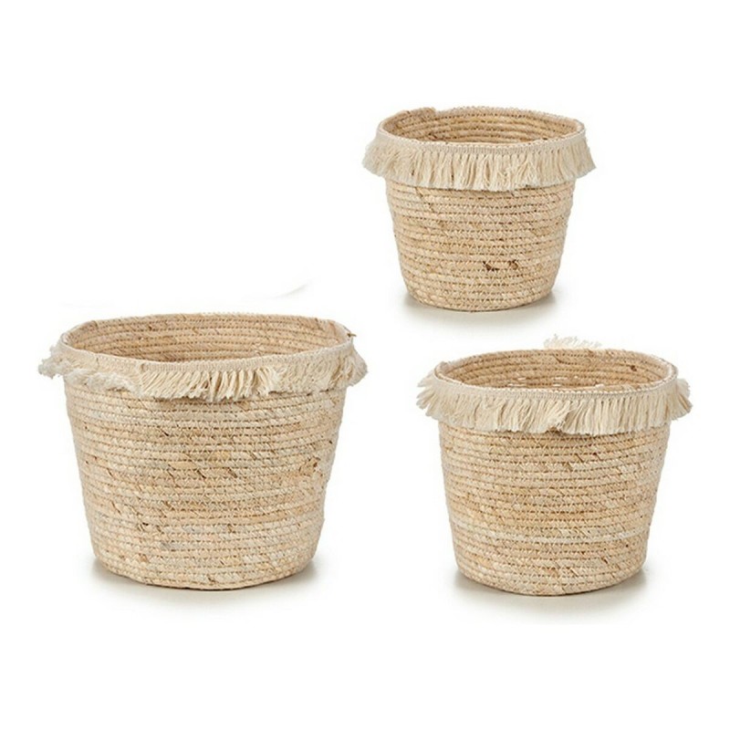 Cache-pot Beige Tissu paille Marron naturel (3 pcs) - Acheter à 19,86 € seulement chez Collector's Boutique