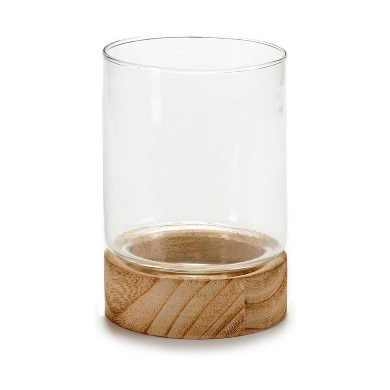 Bougeoir Marron Transparent Verre Bois (11,5 x 16 x 11,5 cm) - Acheter à 8,39 € seulement chez Collector's Boutique