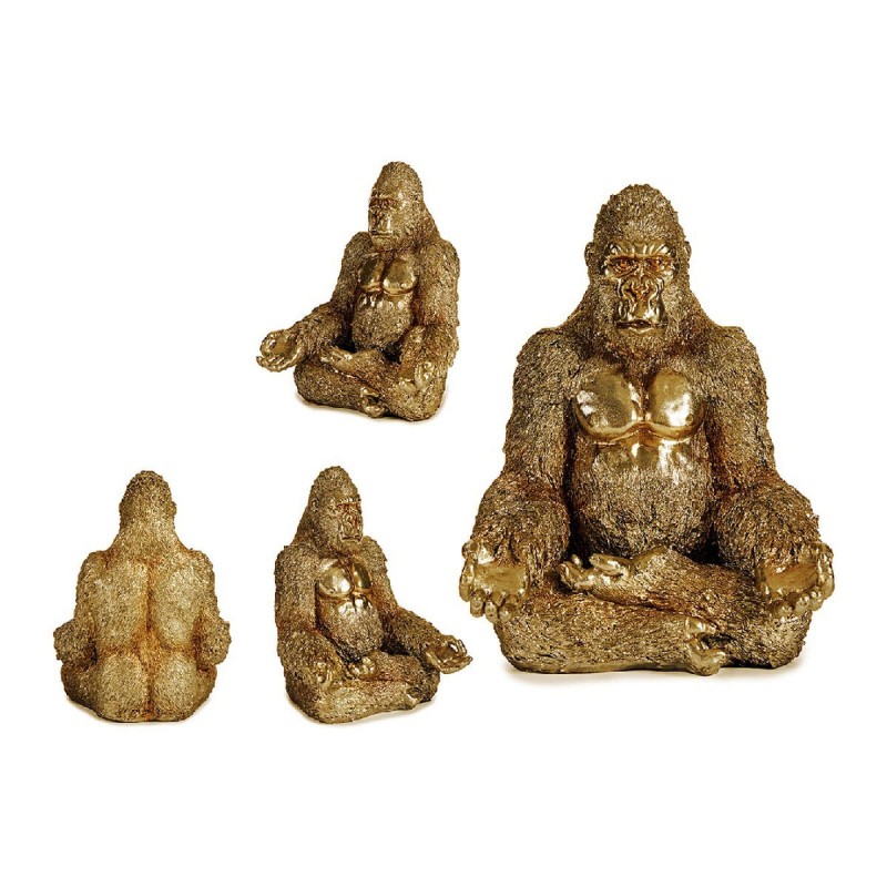 Figurine Décorative Gorille Doré Résine (19 x 26,5 x 22 cm) - Acheter à 17,05 € seulement chez Collector's Boutique