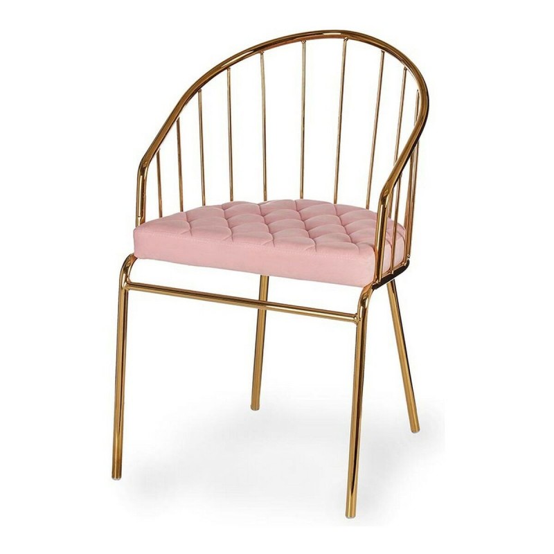 Chaise Rose Doré Barres Polyester Fer (51 x 81 x 52 cm) - Acheter à 81,12 € seulement chez Collector's Boutique