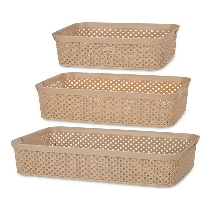 Boîte Multiusage Beige Plastique (3 pcs) - Acheter à 6,58 € seulement chez Collector's Boutique