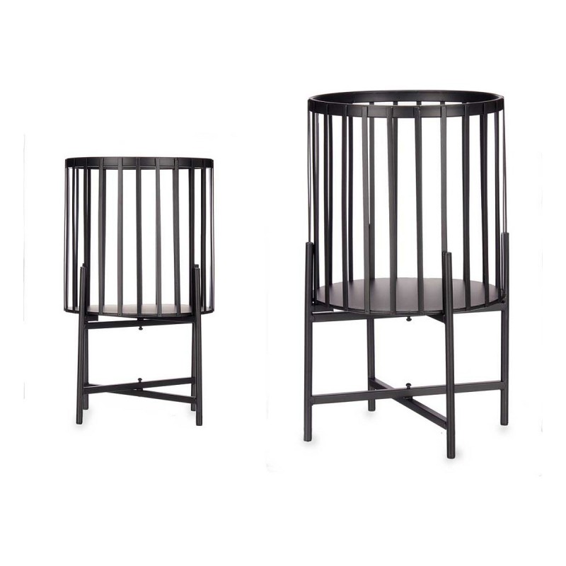 Set de pots de fleurs 2 Pièces Barres Noir Métal - Acheter à 55,04 € seulement chez Collector's Boutique