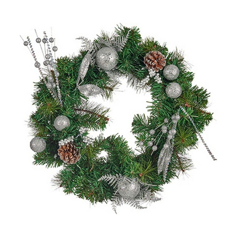 Couronne de Noël Ananas Argenté Marron Vert (45 x 13 x 45 cm) - Acheter à 19,73 € seulement chez Collector's Boutique