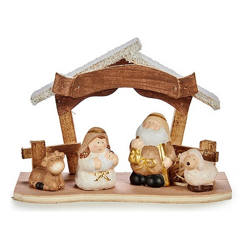 Crèche de Noël Céramique Doré Bois Marron Blanc (8,5 x 15,5 x 21,5 cm) - Acheter à 10,73 € seulement chez Collector's Boutique