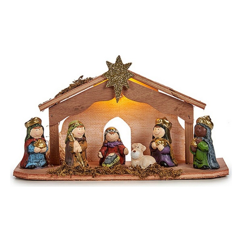 Crèche de Noël Lumière LED Céramique Bois (30 x 15,5 x 9 cm) - Acheter à 15,78 € seulement chez Collector's Boutique