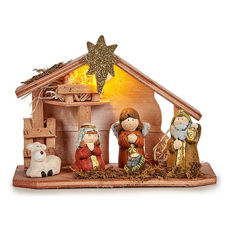 Crèche de Noël Lumière LED Céramique Bois (8 x 17 x 22,5 cm) - Acheter à 12,53 € seulement chez Collector's Boutique