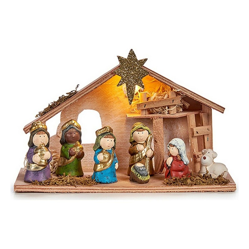 Crèche de Noël Lumière LED Céramique Bois Multicouleur (28 x 17 x 10 cm) - Acheter à 19,73 € seulement chez Collector's Boutique