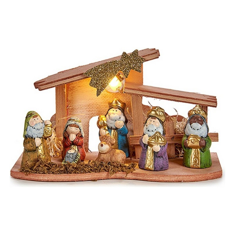 Crèche de Noël Lumière LED Céramique Bois Multicouleur (26 x 14 x 12 cm) - Acheter à 19,73 € seulement chez Collector's Boutique