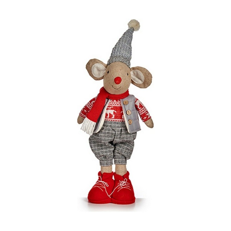 Figurine Décorative Souris 48 cm Noël Rouge Gris Polyester Blanc Crème - Acheter à 19,73 € seulement chez Collector's Boutique