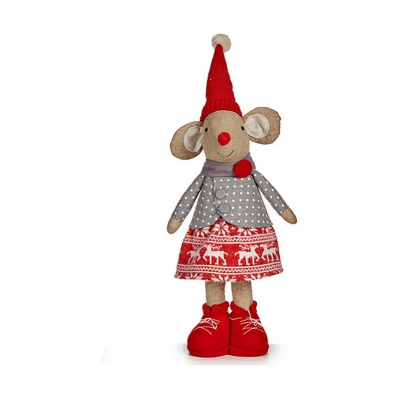 Figurine Décorative Souris 48 cm Noël Rouge Gris Polyester Blanc Crème - Acheter à 19,73 € seulement chez Collector's Boutique