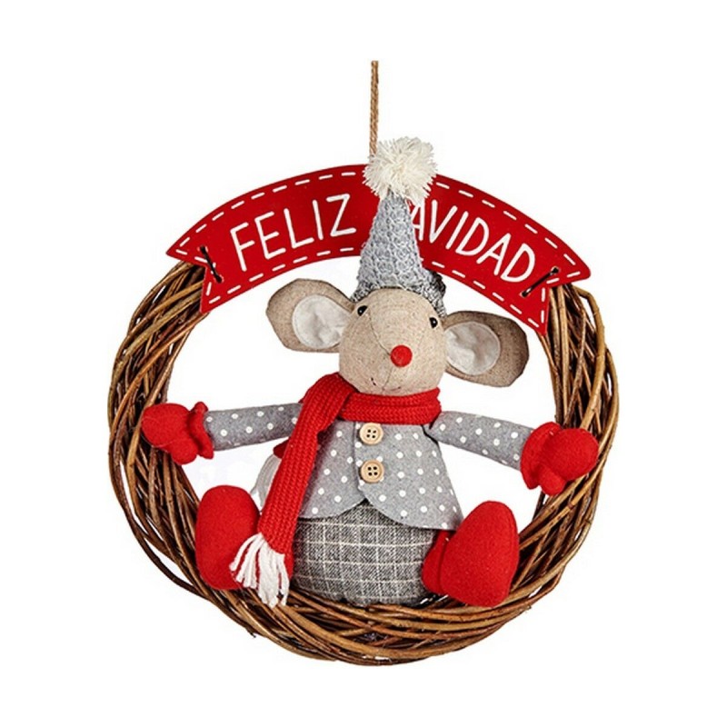 Décorations de Noël Souris Tissu Rouge Gris Polyester Blanc Crème (33 x 12 x 33 cm) - Acheter à 19,73 € seulement chez Collector