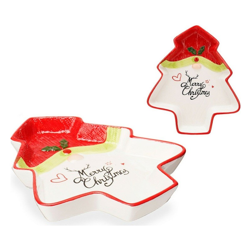 Centre de Table Sapin de Noël Père Noël Céramique Rouge Blanc (19,6 x 3 x 23 cm) - Acheter à 9,13 € seulement chez Collector's B