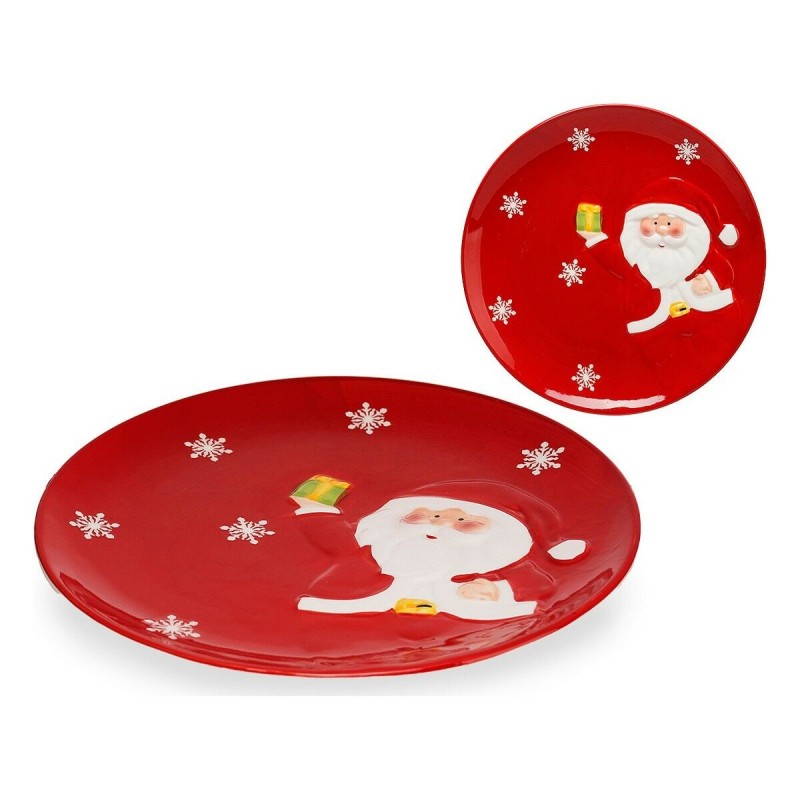 Centre de Table Père Noël Céramique Rouge (25,5 x 2,5 x 25,5 cm) - Acheter à 10,50 € seulement chez Collector's Boutique