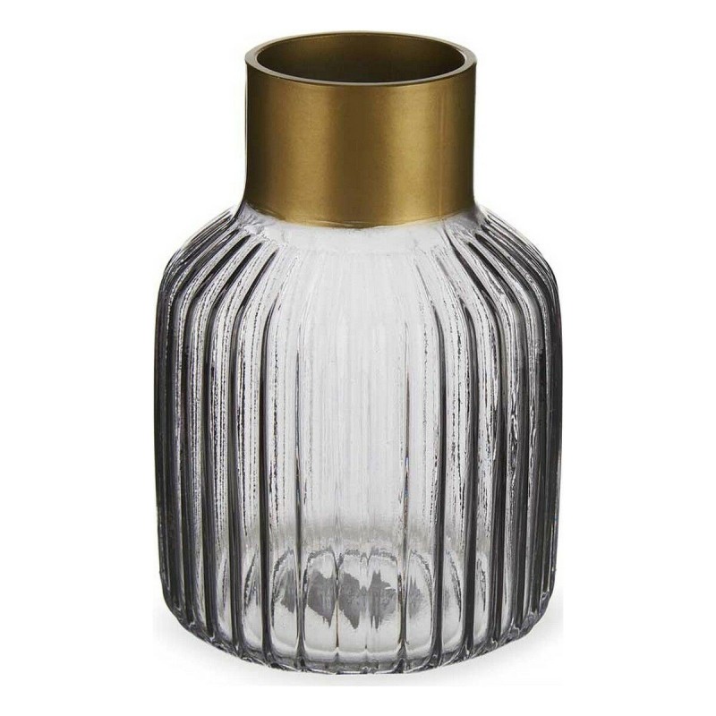 Vase Rayures Gris Doré verre (12 x 18 x 12 cm) - Acheter à 11,71 € seulement chez Collector's Boutique