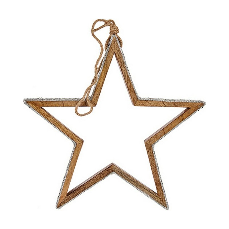 Décorations de Noël Étoile Paillettes silhouette Argenté Bois Jute (31 x 5,5 x 60 cm) - Acheter à 15,31 € seulement chez Collect