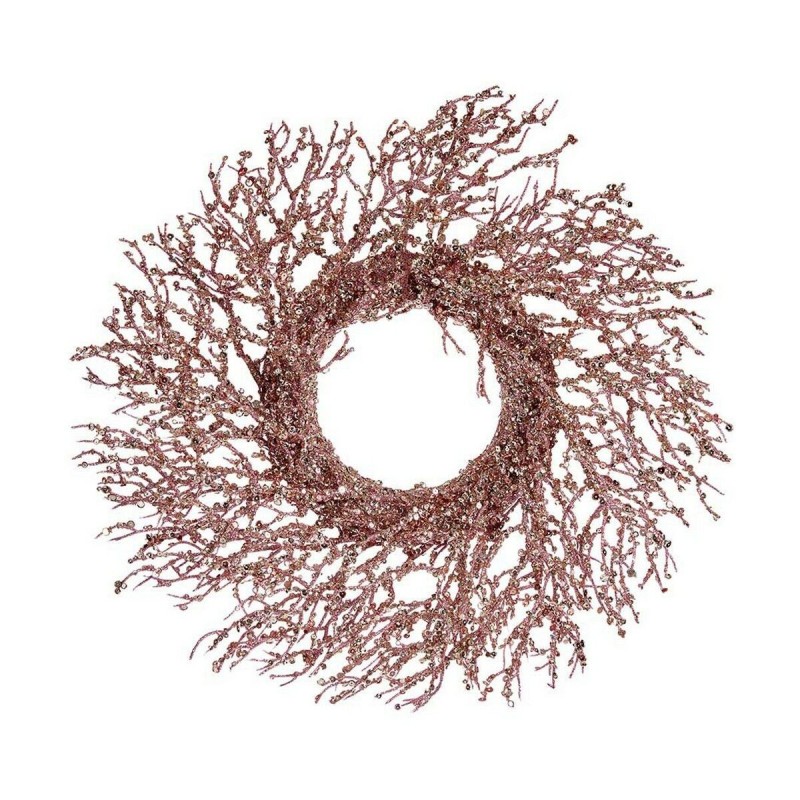 Couronne de Noël Branche Rose Doré Plastique (50 x 10 x 50 cm) - Acheter à 23,33 € seulement chez Collector's Boutique