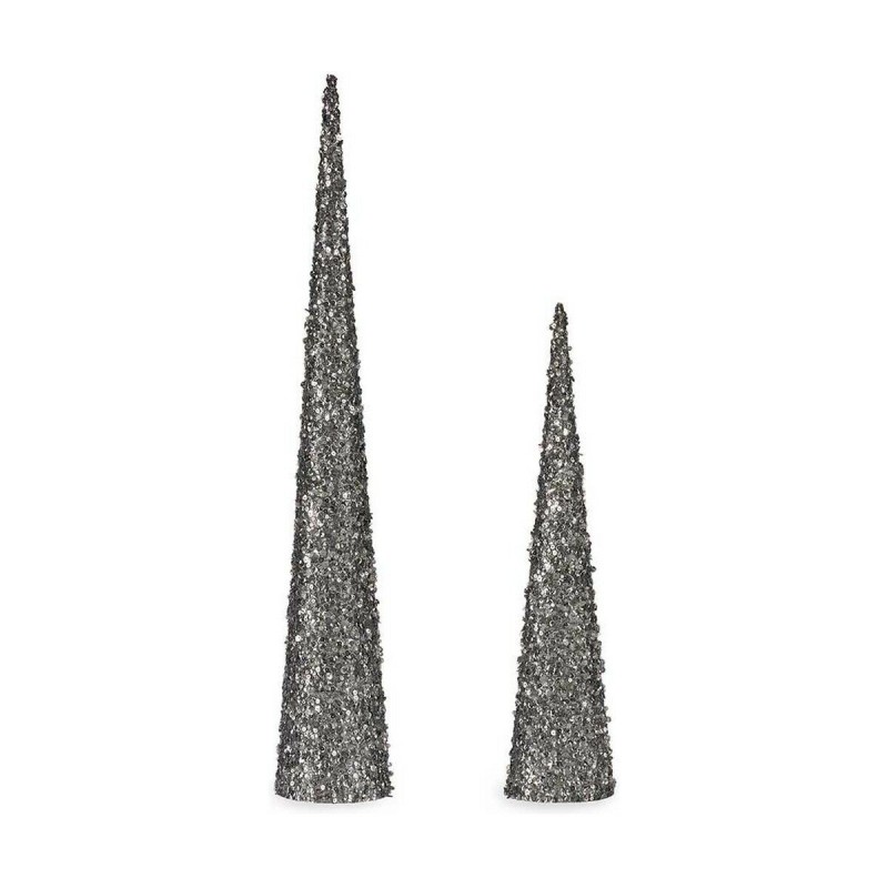 Décoration Noël Cônes 2 Pièces Paillettes Argenté Blanc Plastique - Acheter à 14,33 € seulement chez Collector's Boutique