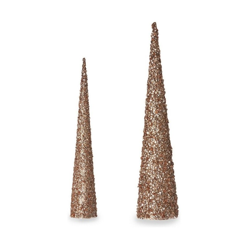 Décoration Noël Cônes 2 Pièces Paillettes Doré Bronze (9,5 x 60 x 9,5 cm) (8,5 x 8,5 x 40 cm) - Acheter à 14,33 € seulement chez