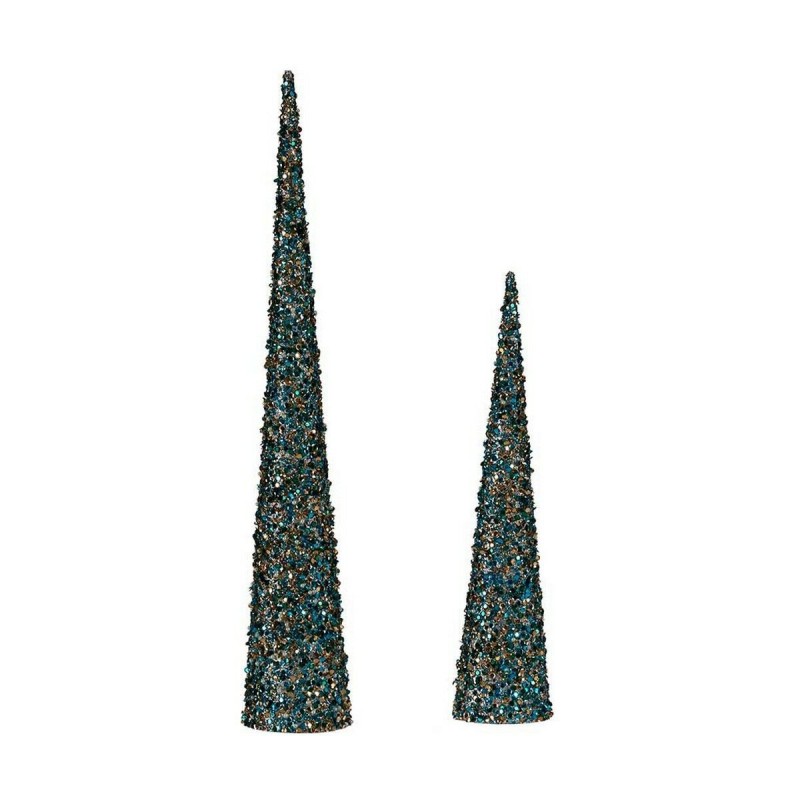 Décoration Noël Cônes 2 Pièces Paillettes Bleu Doré Plastique - Acheter à 14,33 € seulement chez Collector's Boutique