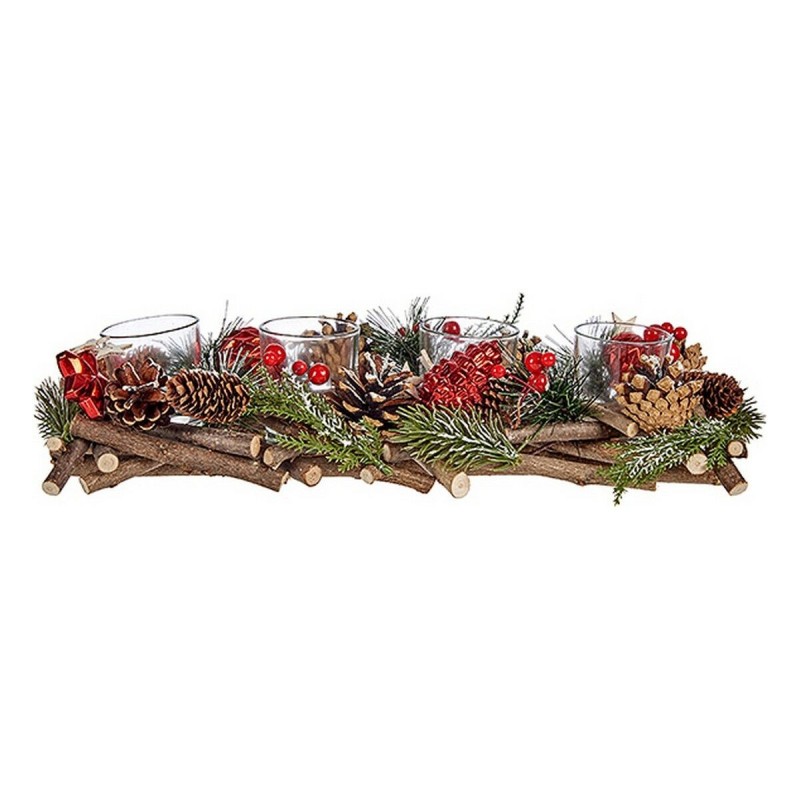 Bougeoirs de Noël Verre Bois Argenté Marron Vert (16 x 8 x 40 cm) - Acheter à 11,89 € seulement chez Collector's Boutique