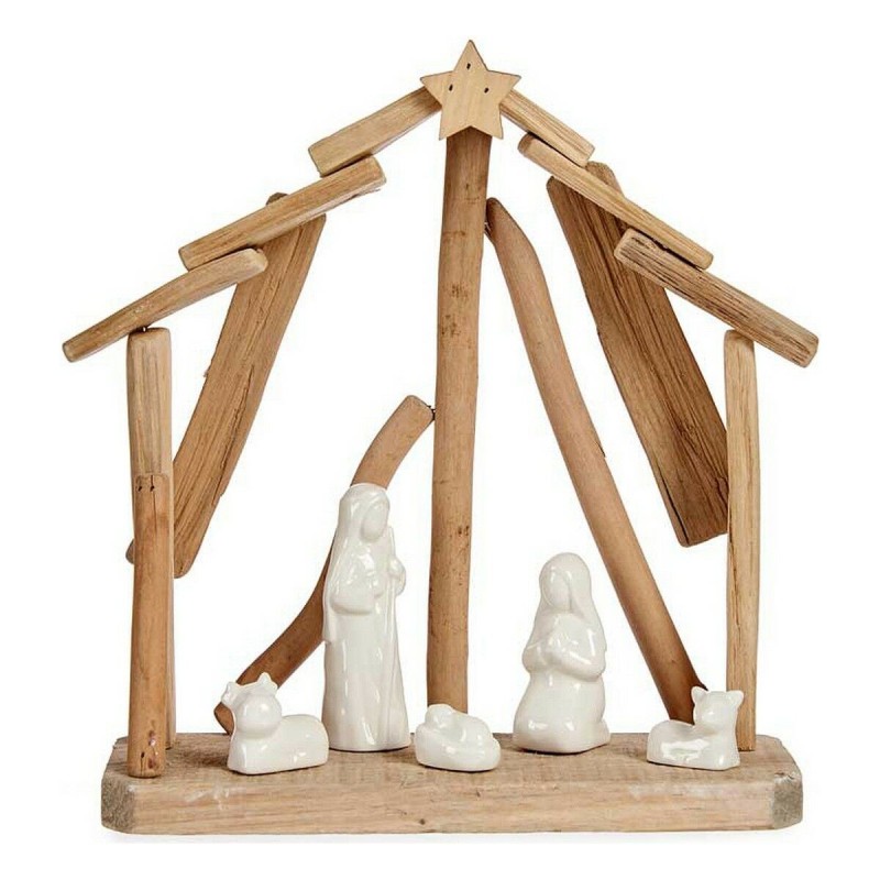 Crèche de Noël Céramique Naturel Bois Blanc (25 x 28 x 10 cm) - Acheter à 15,78 € seulement chez Collector's Boutique