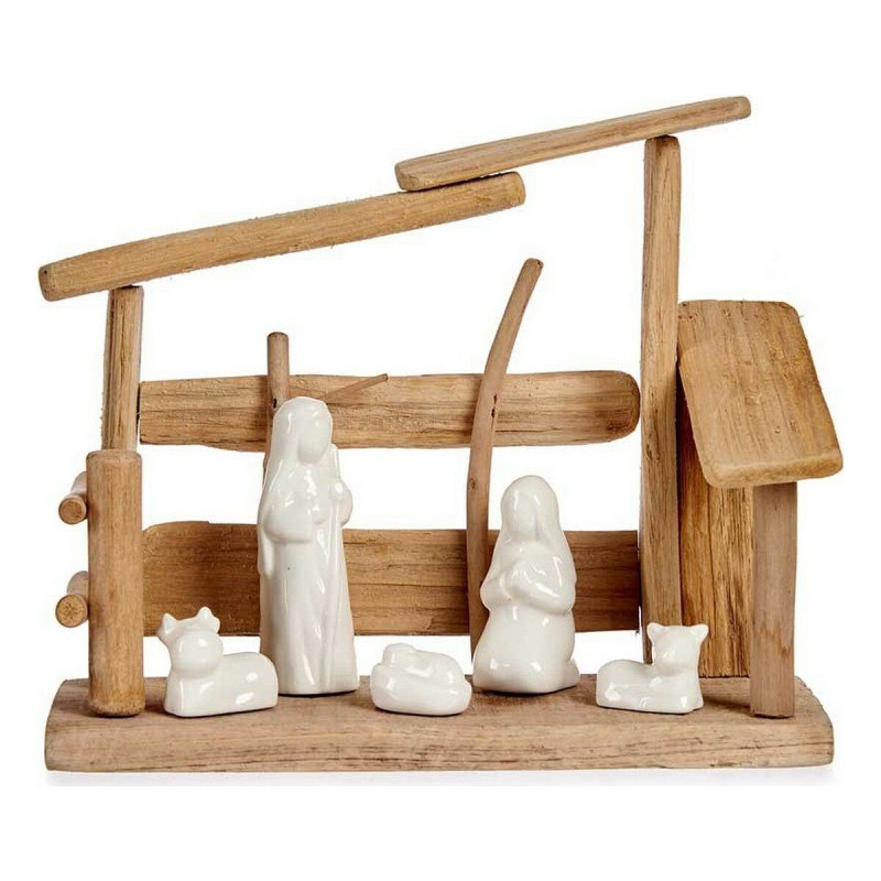 Crèche de Noël Céramique Naturel Bois Blanc (10 x 21 x 25 cm) - Acheter à 18,91 € seulement chez Collector's Boutique