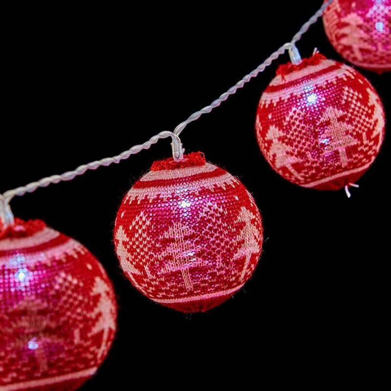 Guirlande de boules LED 2 m Sapin de Noël Ø 6 cm Rouge Blanc - Acheter à 11,71 € seulement chez Collector's Boutique