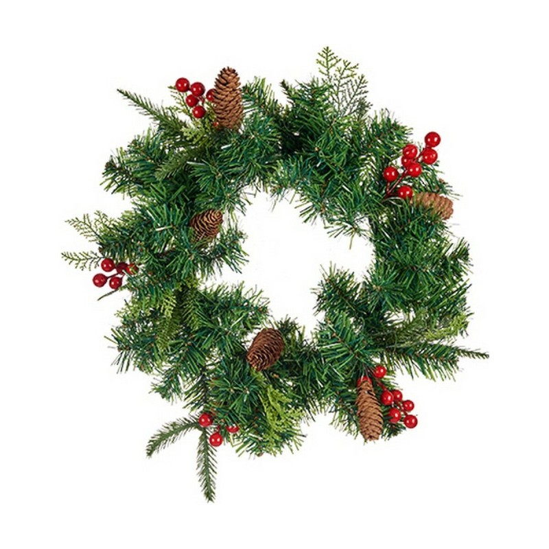 Couronne de Noël Fruits rouges Rouge Marron Vert Plastique (30 x 7 x 30 cm) - Acheter à 7,49 € seulement chez Collector's Boutiq